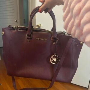 Michael Kors Purple Satchel with Gold Accents